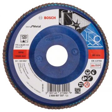 Bosch Best for Metal - Disc lamelar profil drept 115x22.2 mm granulatie 120