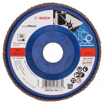 Bosch Best for Metal - Disc lamelar profil drept 115x22.2 mm granulatie 40