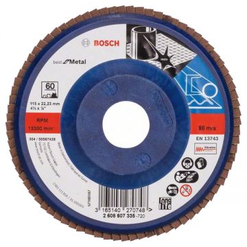 Bosch Best for Metal - Disc lamelar profil drept 115x22.2 mm granulatie 60