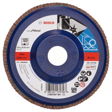 Bosch Best for Metal - Disc lamelar profil drept 125x22.2 mm granulatie 120