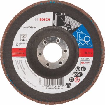 Bosch Best for Metal - Disc lamelar profil drept 125x22.2 mm granulatie 120