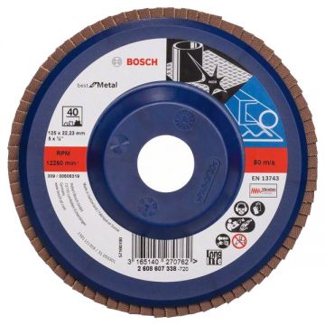 Bosch Best for Metal - Disc lamelar profil drept 125x22.2 mm granulatie 40