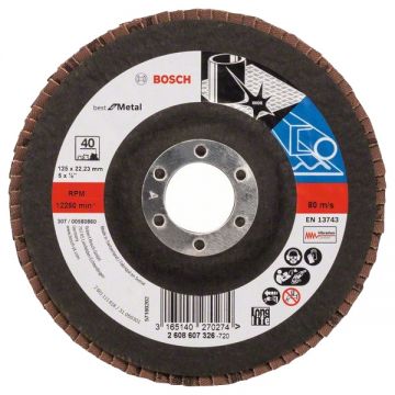 Bosch Best for Metal - Disc lamelar profil drept 125x22.2 mm granulatie 40