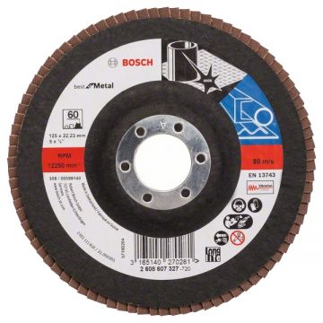 Bosch Best for Metal - Disc lamelar profil drept 125x22.2 mm granulatie 60