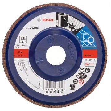 Bosch Best for Metal - Disc lamelar profil drept 125x22.2 mm granulatie 80