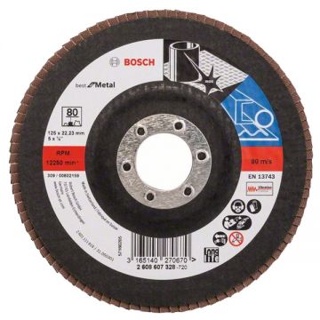 Bosch Best for Metal - Disc lamelar profil drept 125x22.2 mm granulatie 80