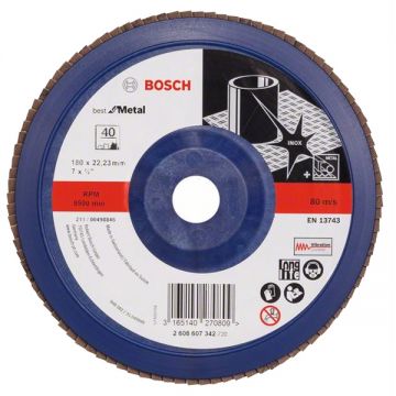 Bosch Best for Metal - Disc lamelar profil drept 180x22.2 mm granulatie 40