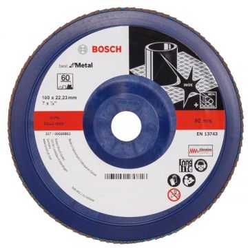 Bosch Best for Metal - Disc lamelar profil drept 180x22.2 mm granulatie 60