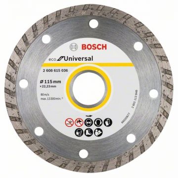 Bosch ECO for Universal - Disc diamantat de taiere continuu 115x22.2x2 mm taiere uscata