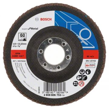 Bosch Expert for Metal - Disc lamelar profil convex 115x22.2 mm granulatie 60