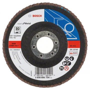 Bosch Expert for Metal - Disc lamelar profil convex 115x22.2 mm granulatie 80