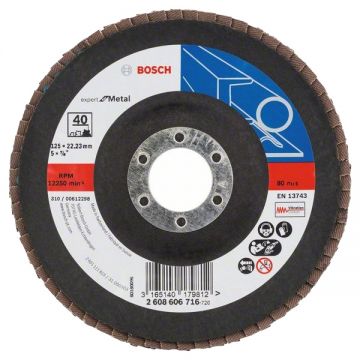 Bosch Expert for Metal - Disc lamelar profil convex 125x22.2 mm granulatie 40