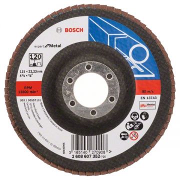 Bosch Expert for Metal - Disc lamelar profil drept 115x22.2 mm granulatie 120