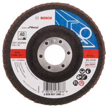 Bosch Expert for Metal - Disc lamelar profil drept 115x22.2 mm granulatie 40