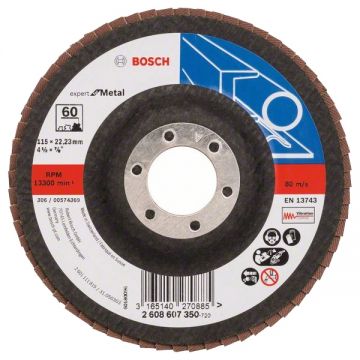 Bosch Expert for Metal - Disc lamelar profil drept 115x22.2 mm granulatie 60