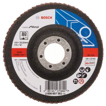 Bosch Expert for Metal - Disc lamelar profil drept 115x22.2 mm granulatie 80