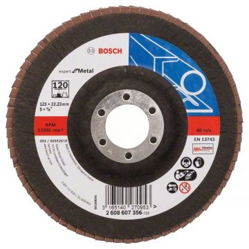 Bosch Expert for Metal - Disc lamelar profil drept 125x22.2 mm granulatie 120