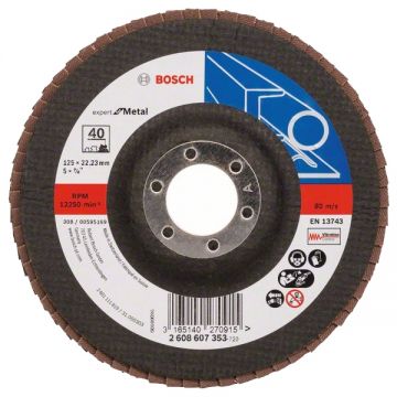 Bosch Expert for Metal - Disc lamelar profil drept 125x22.2 mm granulatie 40