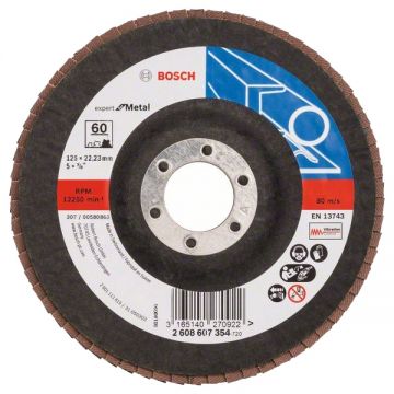 Bosch Expert for Metal - Disc lamelar profil drept 125x22.2 mm granulatie 60