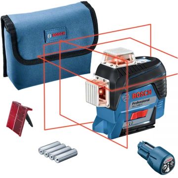 Bosch GLL 3-80 C - Nivela laser cu linii 30 m +/-0.2 mm/m 3 linii laser fascicul rosu proiectie 360 grade geanta textila