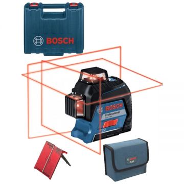 Bosch GLL 3-80 - Nivela laser cu linii 30 m +/-0.2 mm/m 3 linii laser fascicul rosu proiectie 360 grade valiza plastic