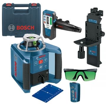 Bosch GRL 300 HVG + LR 1G + WM 4 + RC1 - Nivela laser rotativa 100 m +/- 0.1 mm/m 150 300 600 rot/min receptor proiectie verticala valiza plastic