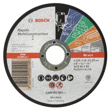 Bosch Rapido Multi Construction - Disc taiere multimaterial 125x22.2x1.6 mm 1 buc