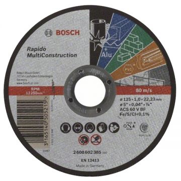 Bosch Rapido Multi Construction - Disc taiere multimaterial 125x22.2x1 mm 1 buc