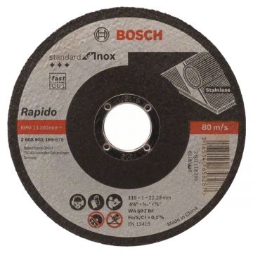 Bosch Standard for Inox - Rapido - Disc taiere inox 115x22.2x1 mm 1 buc