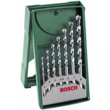 Bosch X-Line - Set burghie de zidarie 3-8 mm tija cilindrica 7 bucati