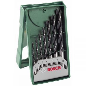 Bosch X-Line - Set burghie lemn cu varf ascutit 3-10 mm tija cilindrica 7 bucati