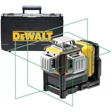 DeWalt DCE089D1G - Nivela laser cu linii 30 m +/-0.3 mm/m 3 linii laser fascicul verde proiectie 360 grade valiza plastic