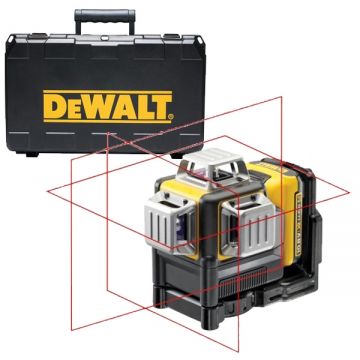 DeWalt DCE089D1R - Nivela laser cu linii 15 m +/-0.3 mm/m 3 linii laser fascicul rosu proiectie 360 grade valiza plastic