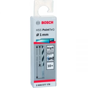 Bosch 2608577178 - Set burghie metal HSS-PointTeq 1 mm tija cilindrica 10 bucati