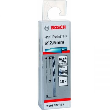 Bosch 2608577193 - Set burghie metal HSS-PointTeq 2.5 mm tija cilindrica 10 bucati