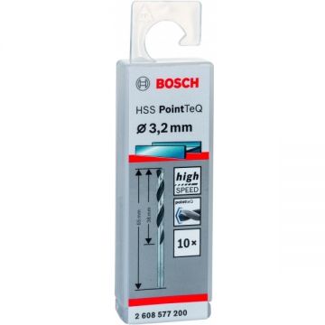 Bosch 2608577200 - Set burghie metal HSS-PointTeq 3.2 mm tija cilindrica 10 bucati