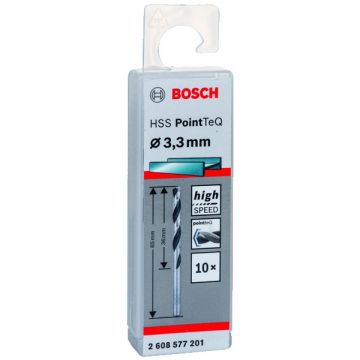 Bosch 2608577201 - Set burghie metal HSS-PointTeq 3.3 mm tija cilindrica 10 bucati