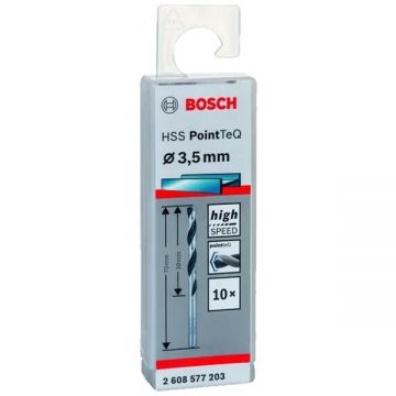 Bosch 2608577203 - Set burghie metal HSS-PointTeq 3.5 mm tija cilindrica 10 bucati