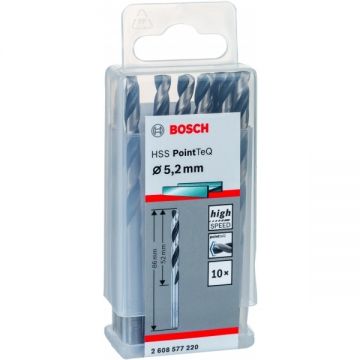 Bosch 2608577220 - Set burghie metal HSS-PointTeq 5.2 mm tija cilindrica 10 bucati