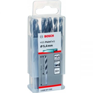 Bosch 2608577222 - Set burghie metal HSS-PointTeq 5.4 mm tija cilindrica 10 bucati