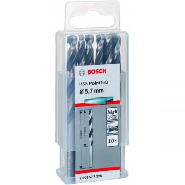 Bosch 2608577225 - Set burghie metal HSS-PointTeq 5.7 mm tija cilindrica 10 bucati