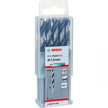 Bosch 2608577243 - Set burghie metal HSS-PointTeq 7.5 mm tija cilindrica 10 bucati