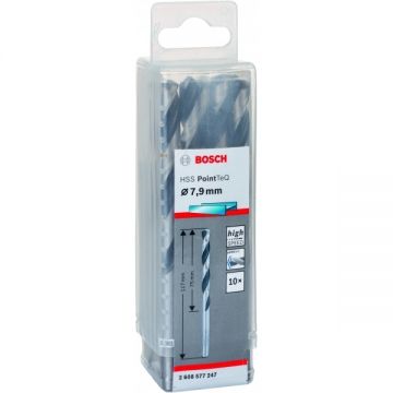 Bosch 2608577247 - Set burghie metal HSS-PointTeq 7.9 mm tija cilindrica 10 bucati