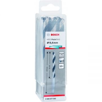 Bosch 2608577262 - Set burghie metal HSS-PointTeq 9.4 mm tija cilindrica 10 bucati