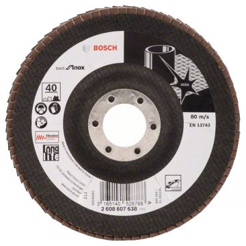 Bosch Best for Inox - Disc lamelar profil convex 125x22.2 mm granulatie 40