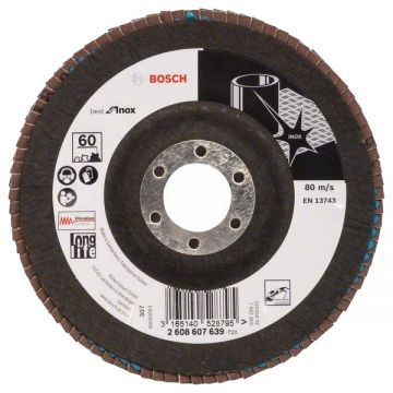 Bosch Best for Inox - Disc lamelar profil convex 125x22.2 mm granulatie 60