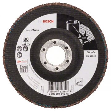 Bosch Best for Inox - Disc lamelar profil convex 125x22.2 mm granulatie 80