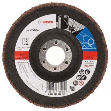 Bosch Best for Metal - Disc lamelar profil convex 125x22.2 mm granulatie 40