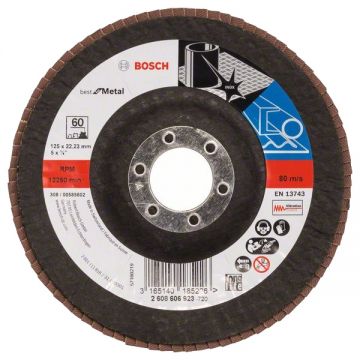 Bosch Best for Metal - Disc lamelar profil convex 125x22.2 mm granulatie 60