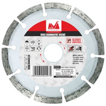 Evotools  627014 - Disc diamantat de taiere segmentat 115x22.2x- mm taiere uscata